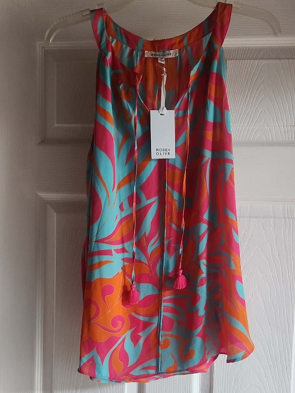 Rose & Olive Pink Turquoise Orange A-Line Printed Skirt